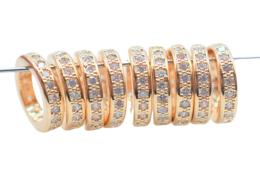 Luxury 18K Gold-Filled CZ Beads - Chic Pave Roundel Spacers for Jewelry Design BeadsFindingDepot