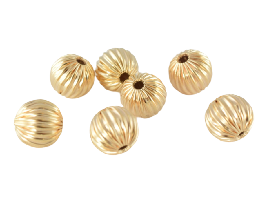 Radiant Gold-Filled Diamond Cut Beads - Watermelon Ball for Jewelry Making BeadsFindingDepot