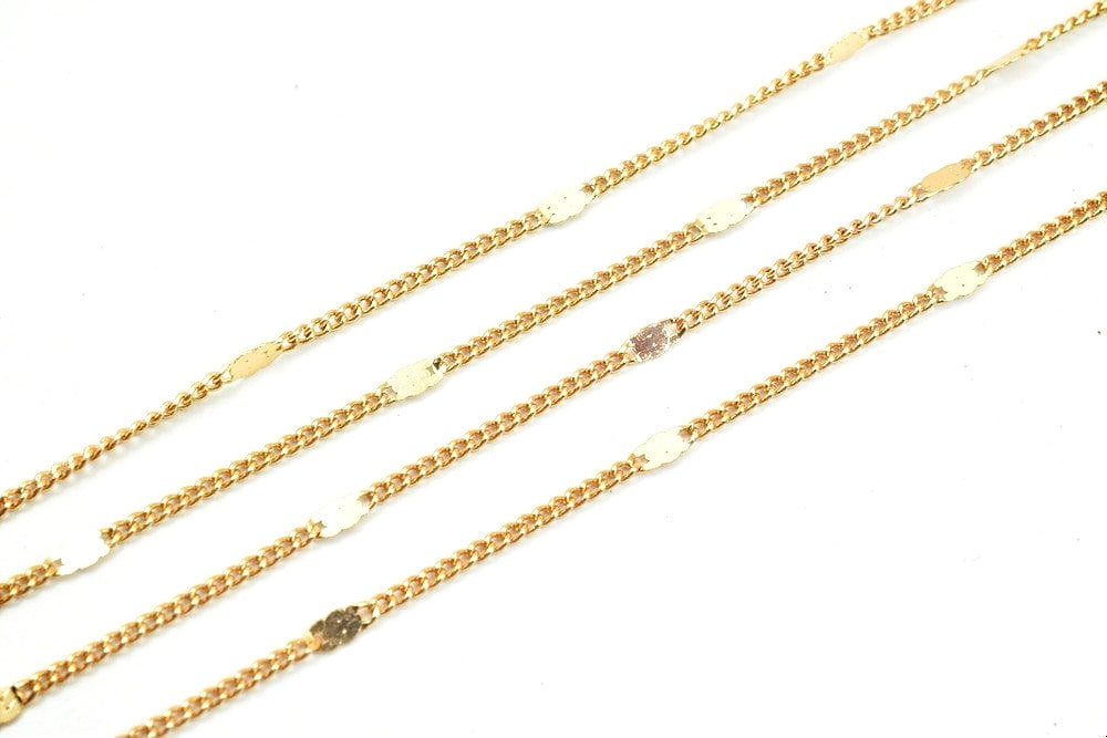 3 Feet 18K Pinky Gold Filled Cuban Link Chain, Scroll Chain Width 2mm Thickness 1mm Gold Filled Finding Chain for Jewelry Making PGF14