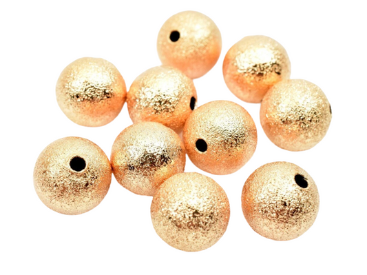 10mm Rose Gold Stardust Beads - Elegant Rose Gold Filled Round Ball Spacers for Jewelry Making BeadsFindingDepot