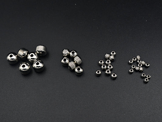 20 PCs Stainless Steel Silver Diamond Cut Beads Plain Spacer Beads Size 3mm, 4mm,6mm,8mm Jewelry Findings Supply For Jewelry Making and Wholesale