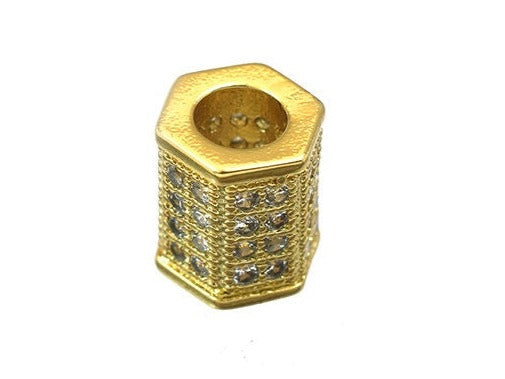 8x7mm Roundel 18k Gold Filled EP Micro Pave Beads Clear CZ Cubic Zircon Rhinestone, sparkle, Bling Spacer Beads For Jewelry Making GFM47 BeadsFindingDepot