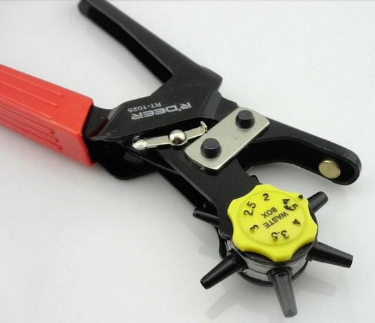 Professional RT-1025 6 Holes Revolving Leather Puncher Pliers Clinching Tool