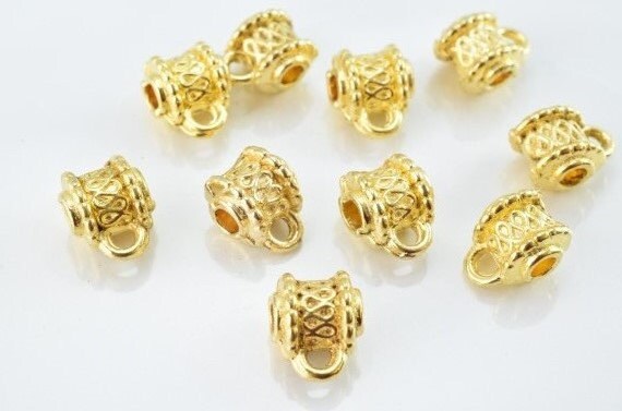 10x10mm Matte Gold Plated Alloy Textured Tea Kettle Bead Connector, Sold by 1 pack of 10pcs, 2mm hole opening