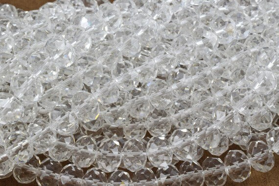 Clear Crystal Donut Rondelle Faceted Beads for Jewelry, Decoration, Chandelier 2x3mm 3x4mm 4x6mm 6x8mm 8x10mm 9x12mm