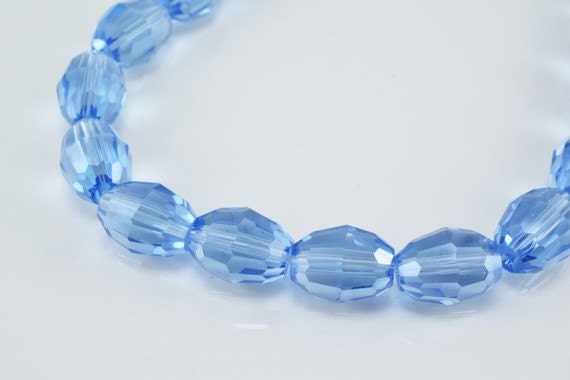 Blue Oval Faceted Beads for Jewelry or Decoration for Chandelier making Different Sizes