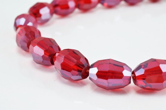 Red Oval Faceted Beads for Jewelry or Decoration for Chandelier making Different Sizes