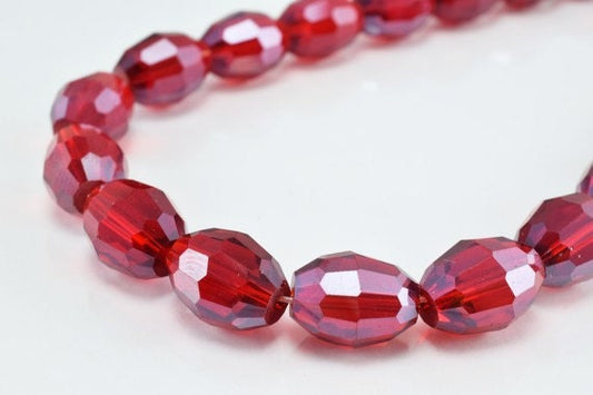 Red Oval Faceted Beads for Jewelry or Decoration for Chandelier making Different Sizes