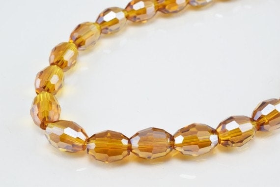 Gold Oval Faceted Beads for Jewelry or Decoration for Chandelier making Different Sizes