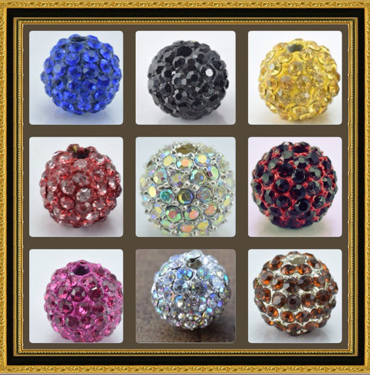 Rhinestone Shamballa Beads 8mm/10mm/12mm Bling ball rhinestone beads for rhinestone jewelry, bracelet beads handmade beads metal beads