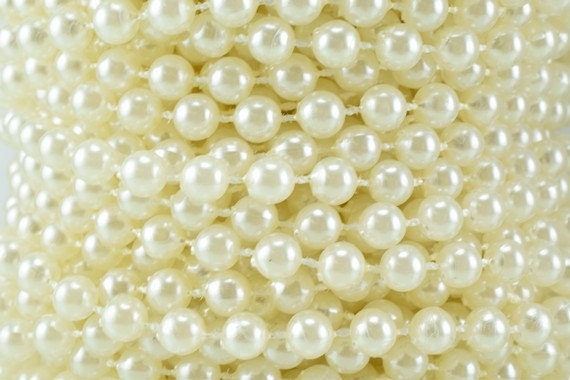 6mm Plastic Pearl Roll 30 Yards White/Creamy Wedding Pearl Beads on a Spool, Roll, Acrylic Beaded Garland Strand