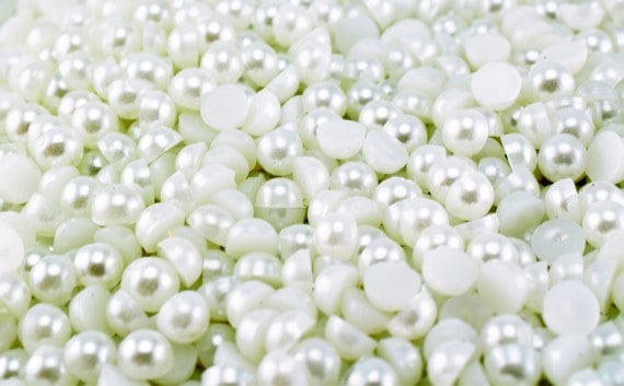 Decoden Flat Back White Pearls (Half Pearl) 4mm, 6mm, 8mm, 13mm, 15mm, 19mm for Cloth or Shoe or Decoration or Jewelry Making