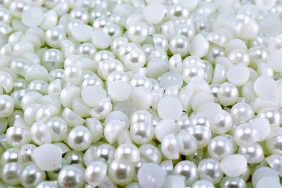 Decoden Flat Back White Pearls (Half Pearl) 4mm, 6mm, 8mm, 13mm, 15mm, 19mm for Cloth or Shoe or Decoration or Jewelry Making