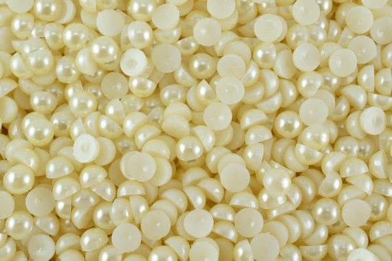 Decoden Flat Back Ivory Pearls (Half Pearl) 4mm/6mm/8mm/13mm/15mm/19mm for Cloth or Shoe or Decoration or Jewelry Making Item#789222042424