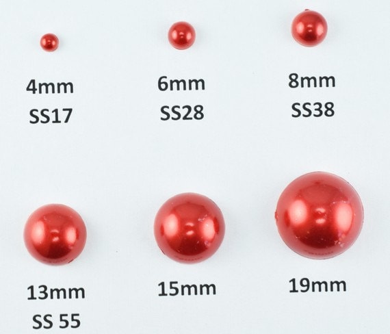 Flat Back Red Decoden Pearls (Half Pearl) 4mm/6mm/8mm/13mm/15mm/19mm for Cloth or Shoe or Decoration or Jewelry Making Item#789222042448