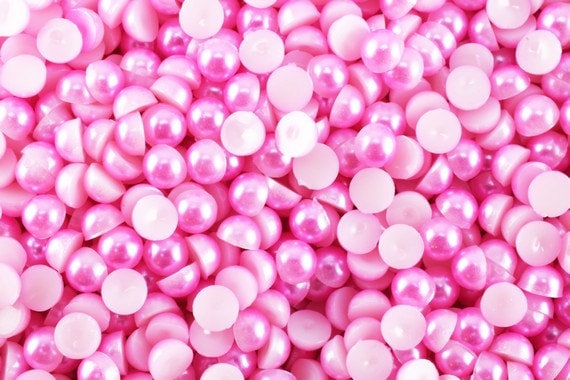 Decoden Flat Back Pink Pearls (Half Pearl) 4mm/6mm/8mm/13mm/15mm/19mm for Cloth or Shoe or Decoration or Jewelry Making Item#789222042431