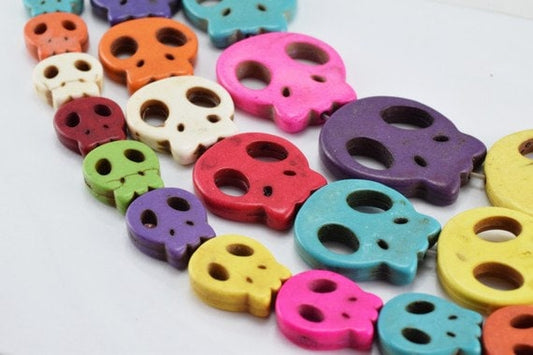 Multi Color Howlite Gemstone Beads Skull Beads 3 different Sizes Strands Beads Natural healing stone chakra stones for Jewelry Making
