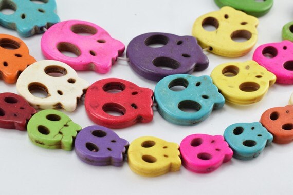 Multi Color Howlite Gemstone Beads Skull Beads 3 different Sizes Strands Beads Natural healing stone chakra stones for Jewelry Making