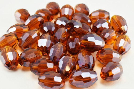 Brown Oval Faceted Beads for Jewelry or Decoration for Chandelier making Different Sizes