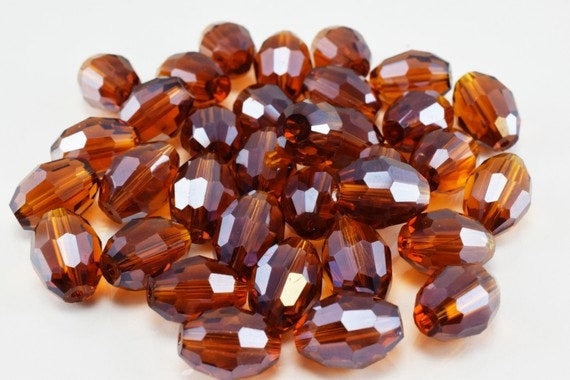 Brown Oval Faceted Beads for Jewelry or Decoration for Chandelier making Different Sizes