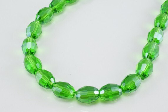 Green Oval Faceted Beads for Jewelry or Decoration for Chandelier making Different Sizes