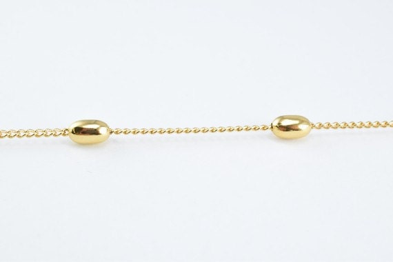 New Gold Plated Chain 18K Bead Size 7x4mm Chain Size 1.5x1mm for Jewelry Making GFC54 Sold by Foot