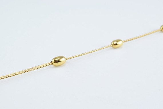 New Gold Plated Chain 18K Bead Size 7x4mm Chain Size 1.5x1mm for Jewelry Making GFC54 Sold by Foot