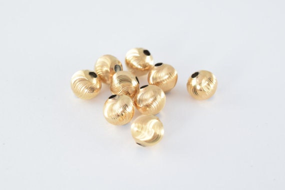 12mm Gold Filled EP tarnish resistant Diamond Cut Round Ball Bead GF3403 18KGF BeadsFindingDepot