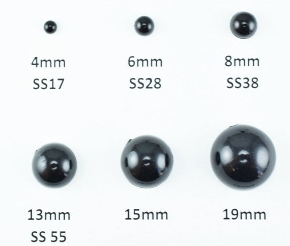 Decoden Flat Back Black Pearls (Half Pearl) 4mm/6mm/8mm/13mm/15mm/19mm for Cloth or Shoe or Decoration or Jewelry Making Item#789222042479
