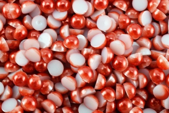 Flat Back Red Decoden Pearls (Half Pearl) 4mm/6mm/8mm/13mm/15mm/19mm for Cloth or Shoe or Decoration or Jewelry Making Item#789222042448