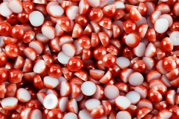 Flat Back Red Decoden Pearls (Half Pearl) 4mm/6mm/8mm/13mm/15mm/19mm for Cloth or Shoe or Decoration or Jewelry Making Item#789222042448