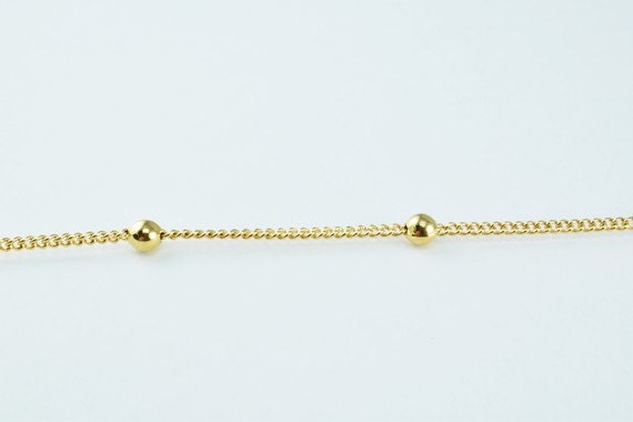 New Gold Plated* tarnish resistant Chain 18K Ball Size 3mm Chain Size 1mm for Jewelry Making GFC45 Sold by Foot