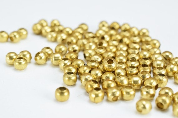 3mm Brass Round Beads, 100 PCs, Smooth Seamless Spacer Beads for Jewelry Making