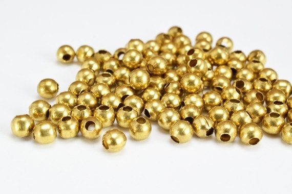 4mm Brass Round Beads, 100 PCs, Smooth Seamless Spacer Beads for Jewelry Making
