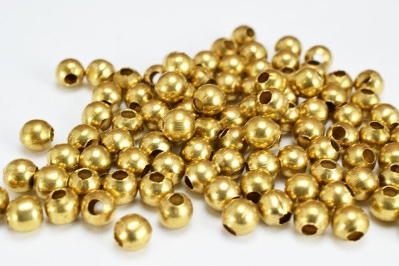 4mm Brass Round Beads, 100 PCs, Smooth Seamless Spacer Beads for Jewelry Making