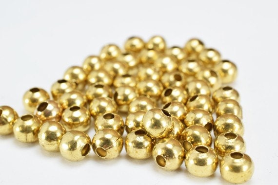 5mm Brass Round Beads, 80 PCs, Smooth Seamless Spacer Beads for Jewelry Making