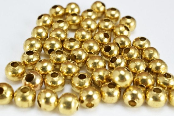 5mm Brass Round Beads, 80 PCs, Smooth Seamless Spacer Beads for Jewelry Making