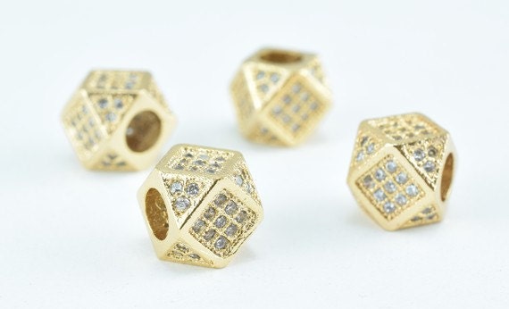 18k Gold Filled EP Cube Micro Pave Beads Zircon Rhinestone Spacer Jewelry Making BeadsFindingDepot