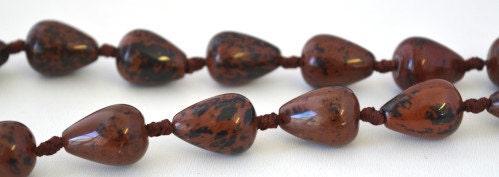 20x14mm Mahogany Obsidian Tear Drop Oval Stone Beads, 1.5mm hole opening, 60grams/pk