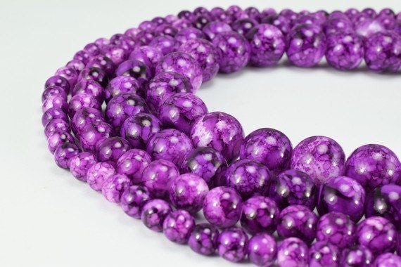 Two Tone Purple Color Glass Beads Round 6mm/8mm/10mm/12mm Shine Round Beads For Jewelry Making