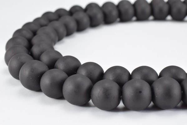 Glass Beads Matte Black Glass Size 10mm Round For Jewelry Making Item#789222045418
