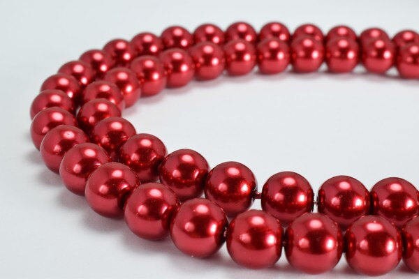 Red Glass Pearl Round Beads Size 10mm Shine Round Ball Beads for Jewelry Making Item#789222045531