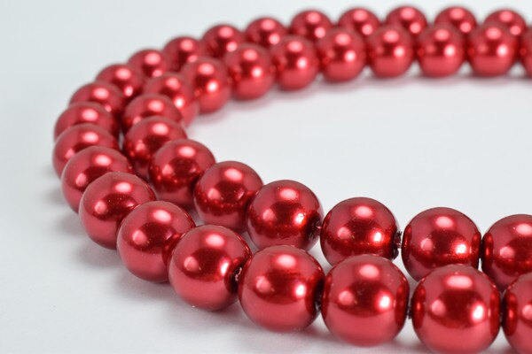 Red Glass Pearl Round Beads Size 10mm Shine Round Ball Beads for Jewelry Making Item#789222045531