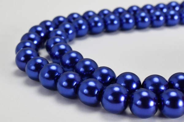 Dark Royal Blue Glass Pearl Beads Size 10mm Shine Round Ball Beads for Jewelry Making Item#789222045517