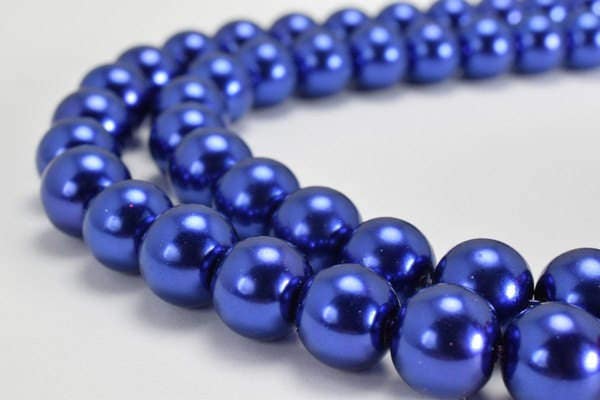 Dark Royal Blue Glass Pearl Beads Size 10mm Shine Round Ball Beads for Jewelry Making Item#789222045517
