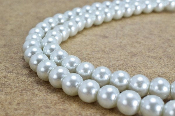 White Glass Pearl Beads Size 8mm Shine Round Ball Beads for Jewelry Making Item#789222045579