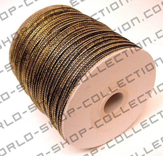 Wax Nylon Thread Two Colors Black & Gold 2.5mm Cord for Jewelry or Fashion Making Item #100159
