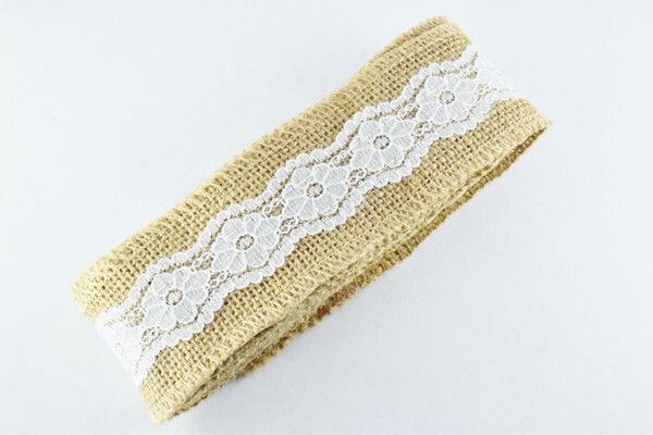 Burlap Ribbon Wired Burlap Trim with White Lace 1 Yard, Burlap Ribbon/Jute ribbon/Jute trim/Burlap and lace/Hessian/Rustic/Wedding/Vintage