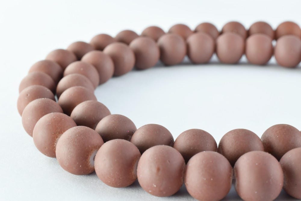 Glass Beads Matte Brown Rubber Over Glass Size 10mm Round For Jewelry Making Item#789222045838