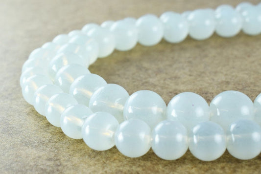 Milky White Color Glass Beads Round 8mm/10mm Shine Round Beads For Jewelry Making Item #789222046187